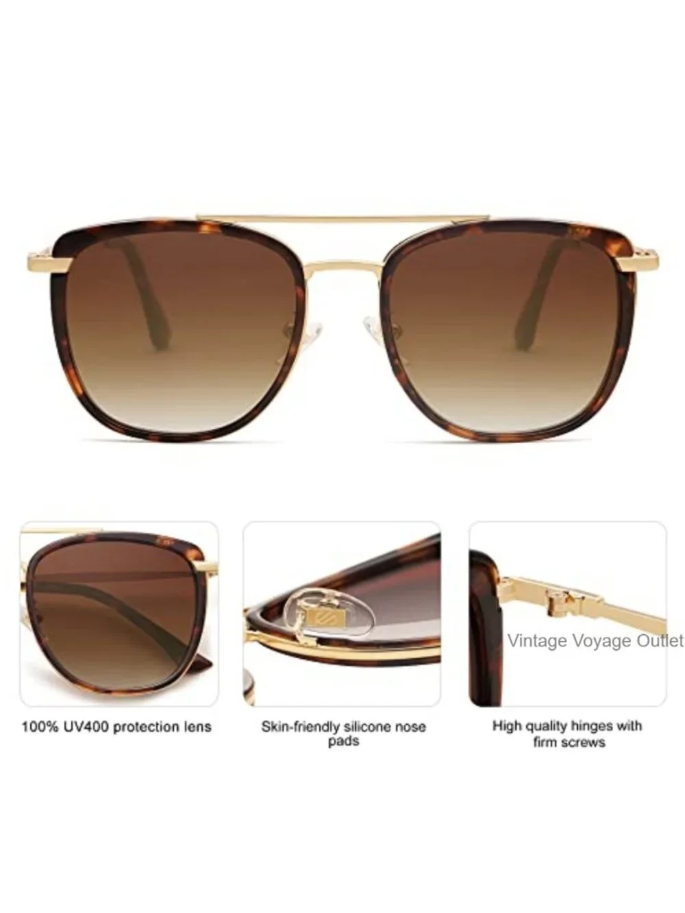 SOJOS Retro Aviator Square Polarized Sunglasses Metal TR90 UV400